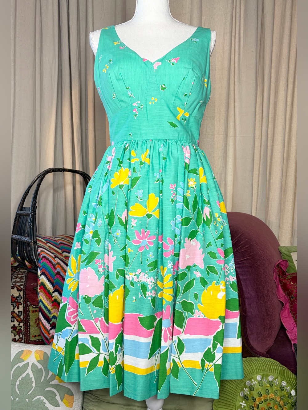 60s Mod Floral Sundress by Surbin-NOS